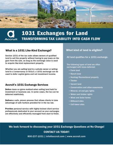Accruit 1031 Exchanges for Land Transactions