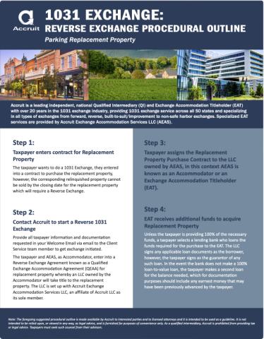 Accruit Reverse Exchange Replacement Parking Procedural Outline