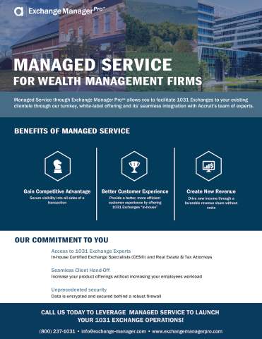 Managed Service, white-label qualified intermediary solution, for Wealth Management Firms