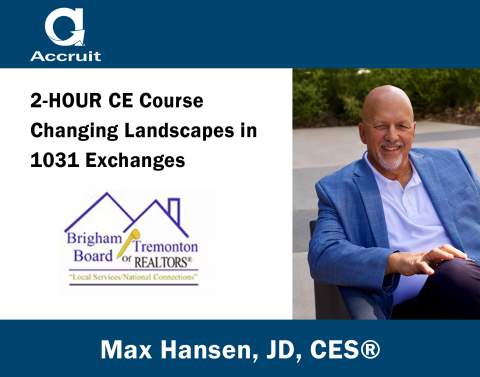Max Hansen 1031 Exchange CE Course for Brigham Tremonton Realtors