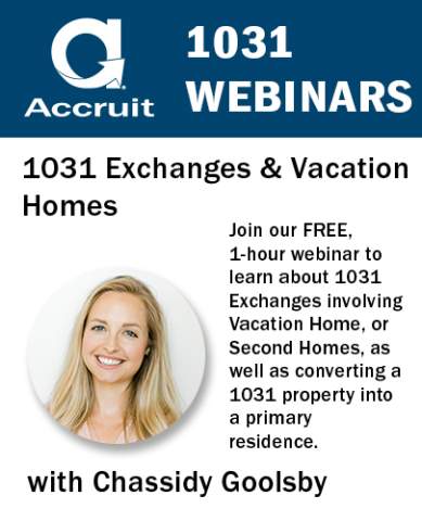 1031 Exchange Webinar on Vacation Homes and Second Homes