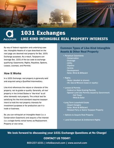 Like-Kind Intangible Real Property Interests in a 1031 Exchange