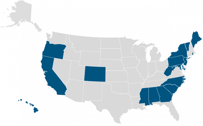 US Map with States who apply tax to 1031 transactions
